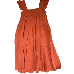 Entro Flutter Sleeve V-Neck Tiered Mini Dress Cotton Orange‎ Women's Size Large thumbnail 4
