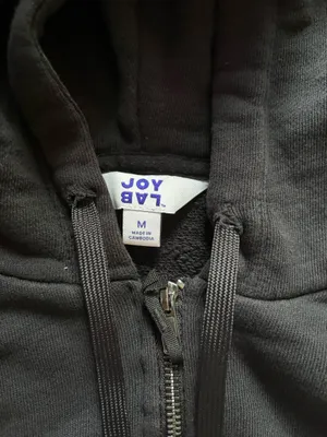 JoyLab Cropped Zip-Up Hoodie Black thumbnail 2