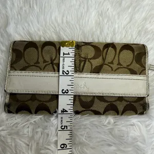 COACH Brown White Signature Canvas Wallet thumbnail 12
