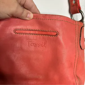 Fossil‎ coral leather shoulder bag Y2K vintage casual women’s medium size thumbnail 4