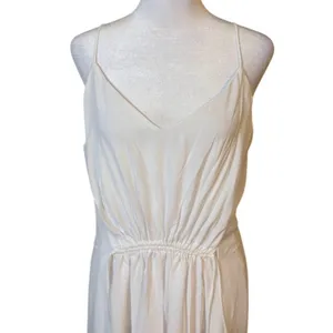 Krisa Mini Dress Womens Medium White New V-Neck Spaghetti Strap‎ Gathered Waist thumbnail 2