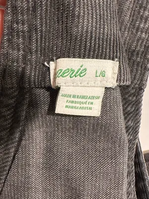 Aerie Corduroy Overalls Women Large Charcoal Gray Relaxed Straight Leg Raw Hem thumbnail 9