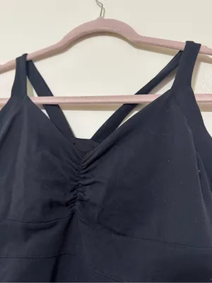 Prana Black Ruched V-Neck Crossback Tank thumbnail 2
