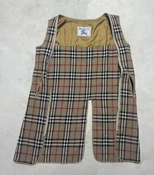 VTG BURBERRYS' 100% Wool Nova Check Plaid Liner Vest Gilet Unisex Insert thumbnail 1