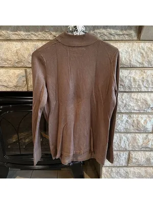 Metric Ribbed Knit Taupe Mock Neck Sweater Medium thumbnail 5