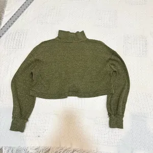 Free People medium mock neck waffle thermal crop top TLS1 3579 thumbnail 2
