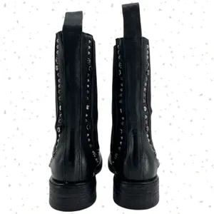 A.S.98 Studded Black Leather Boots Tall Chelsea Fall Boho Edgy Biker Fit Size 37 thumbnail 8
