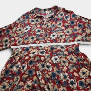Umgee USA Floral Babydoll Tunic Top Burgundy Red Long Sleeve Size M G0315 thumbnail 6
