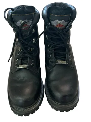 Vtg 90s Harley Davidson motorcycle riding boots women’s black leather grunge thumbnail 2