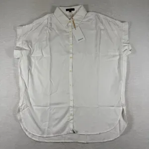 Quince Vintage Wash Tencel Camp Shirt White Short Sleeve Button‎ Down Small NEW thumbnail 1