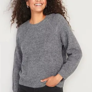 Old Navy Dark Gray Heathered Cozy Shaker-Stitch Pullover Sweater thumbnail 1