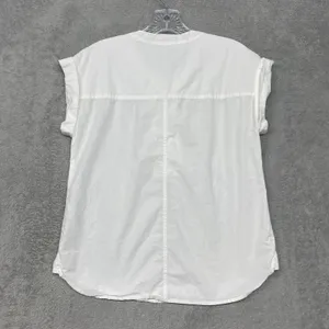 J Crew Womens 0 White Cotton Cap‎ Sleeve Lace Up Pullover Preppy Blouse Shirt thumbnail 6