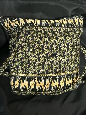Black & Gold Giraffe Print Quilted Shoulder Bag thumbnail 2