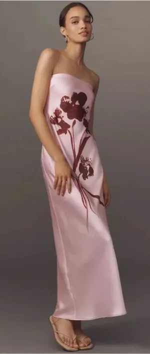 Anthropologie Strapless Satin Maxi Slip Dress thumbnail 1