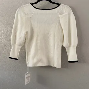 NWT Ribbed Puff Sleeve Sweater XS Preppy Feminine Girly Strappy Clean Girl thumbnail 2