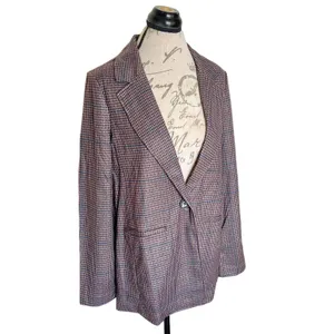 Sanctuary Daily Oxford Blazer Jacket  Medium Single Button Plaid Preppy Workday thumbnail 3