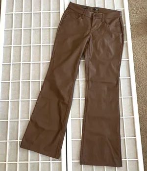 Wild Fable Brown Leather Low-Rise Flare Pants thumbnail 1