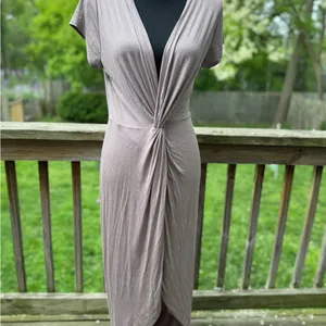 Rolla Coster taupe Ruched Midi Stretch Dress Large NWT thumbnail 7