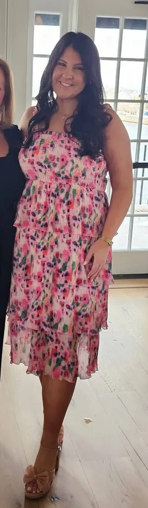 Women's Summer Floral Print Halter A-line Dress Bohemian Cake Dress Pink Dresses thumbnail 4