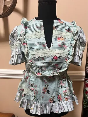 Hemant & Nandita Floral Ruffle Top - Mint Green thumbnail 1