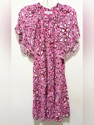 Hale Bob Marae Pink Heart Leopard Print‎ Dress XS NWT thumbnail 3