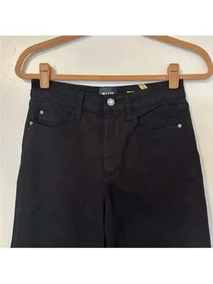 Anthropologie Maeve Wide Leg Flare Jeans Womens 26 Black Cotton Blend Stretch thumbnail 2