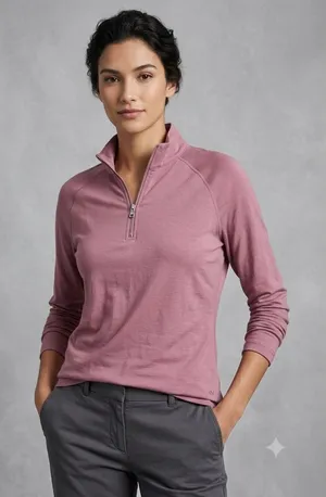 Peter Millar Crown Crafted Womens Merino Wool Quarter Zip Pullover Pink‎ Small thumbnail 1