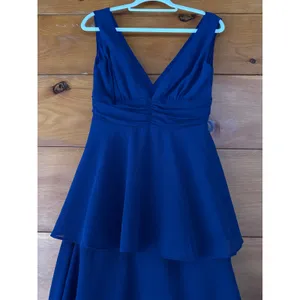 NWT lulus Celebration Time Navy Blue Sleeveless Tiered Midi Dress Holiday Sz S thumbnail 7