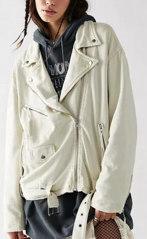 NWOT Free People We The Free Rebel Rebel Knit Moto Jacket Top Oversized Size Med thumbnail 1