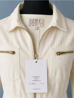 NWT Free People Sandrine Rose Coveralls Denim Jumpsuit ~ Snow ~ Small thumbnail 4