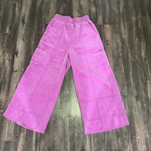 Urban Outfitters Drapey Corduroy Wide Leg Pants in Bubblegum Pink thumbnail 6