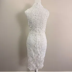 ASTR the Label White Floral Lace High Neck Sleeveless Sheath Dress Size Medium thumbnail 3