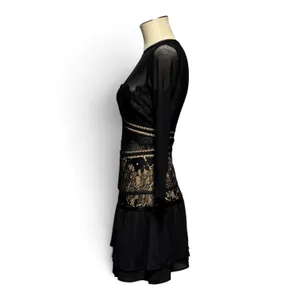 Gianni Bini Lace Mesh Sheer Illusion Mini Cocktail Dress Black XS thumbnail 3