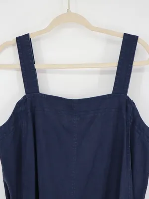 Everlane Denim Apron Midi Dress Women’s Large Navy Organic Cotton Belted Pockets thumbnail 5