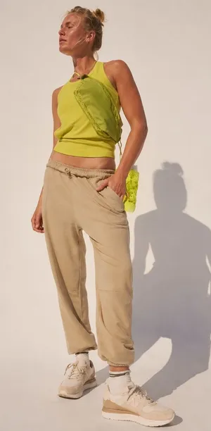 NEW Free People Comeback Jogger ~Incense Taupe ~Large thumbnail 1