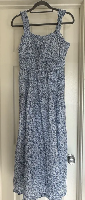 GAP x Doen Blue Floral Smocked Maxi Dress thumbnail 1