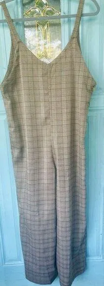 Brown Jumpsuit Women’s Small S Hem & Thread Plaid Overall Jumpsuit New W Tags thumbnail 1