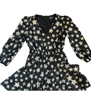 Sam Edelman Womens 6 Black Silver Metallic‎ Star Print Mini Dress V Neck thumbnail 8