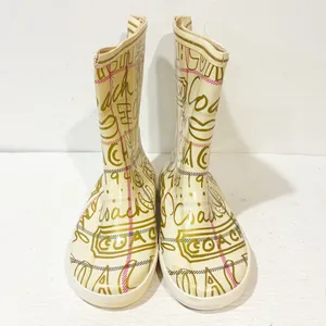 Vintage Coach Ursula Gold Ivory Women’s Waterproof Rain Boots Size 8 thumbnail 2