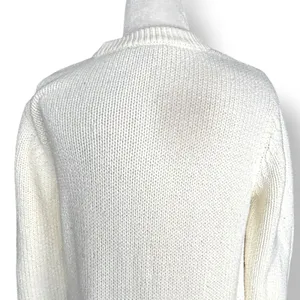 ModCloth White Knit Sweater Multicolor Rainbow Pom Poms Polka Dot Crewneck‎ thumbnail 5