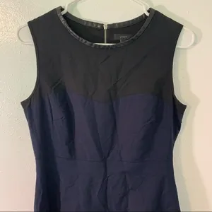 J. Crew Women's Size 6 Colorblock Dress Faux Leather Trim Navy Blue Black thumbnail 7