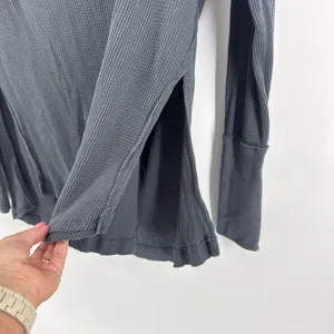Free People We The Free Small Gray Arlo Thermal‎ Waffle Knit Oversized OB1169470 thumbnail 2