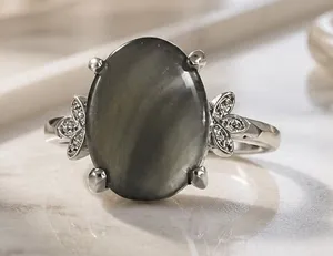 Luxury Collection Titanium Steel Silver w/ Sparkling Gemstone Cocktail Ring S 7 thumbnail 1