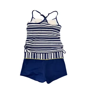 South Point Tankini Swimsuit Set Size 10 Blue White Striped Swim Shorts thumbnail 6