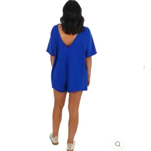 Free People Hot Shot Tee Romper Electric Shock Blue Oversized One Piece XS thumbnail 2