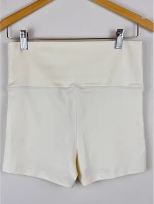 Edikted Foldover Micro Shorts Yellow Cream Cotton Stretch Y2K Size Small NWT thumbnail 6