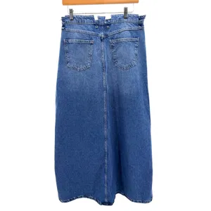 We The Free Free People Come As You Are Denim Maxi Skirt High Rise Blue Long Slit Skirt 32 thumbnail 7