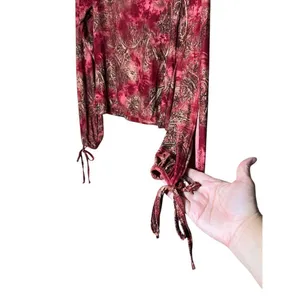 Vintage Rave Y2K Cold Shoulder‎ Paisley Long Sleeve Blouse Size L thumbnail 5