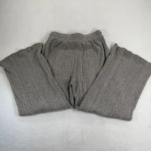 Zara‎ Womens Large Gray Textured Knit Wide Leg Drawstring Lounge Pants High Rise thumbnail 2