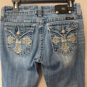Miss Me Women Size‎ 30 Boot Cut distressed Blue Denim Jeans Western thumbnail 5